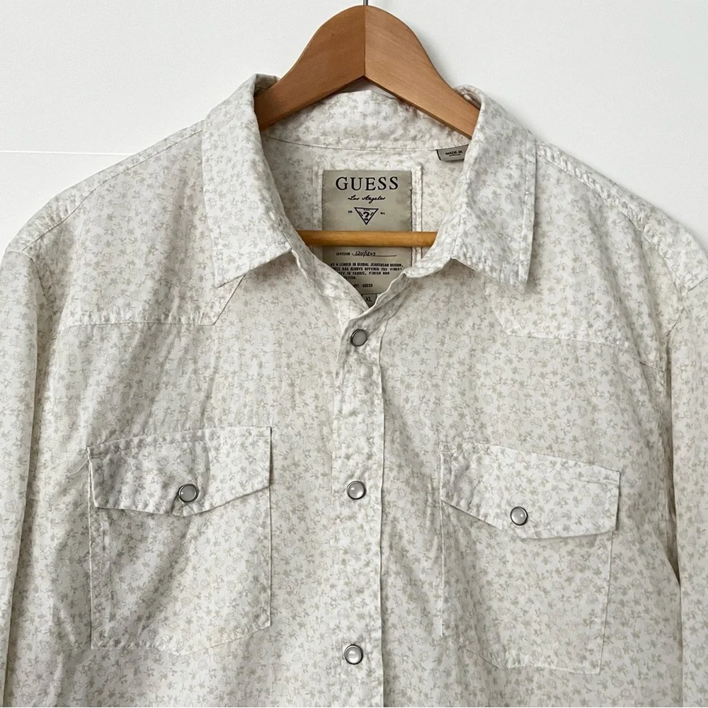 Vtg Guess Pearl Snap Long Sleeve Floral 100% Cotton Button Up Shirt Size XL - Picture 5 of 16
